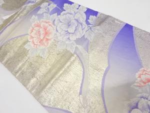 アンティーク　鶴に牡丹模様織出し袋帯（材料）